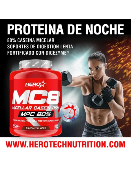 MC8 HERO TECH NUTRITION - Caseína 80% - Poteína de noche