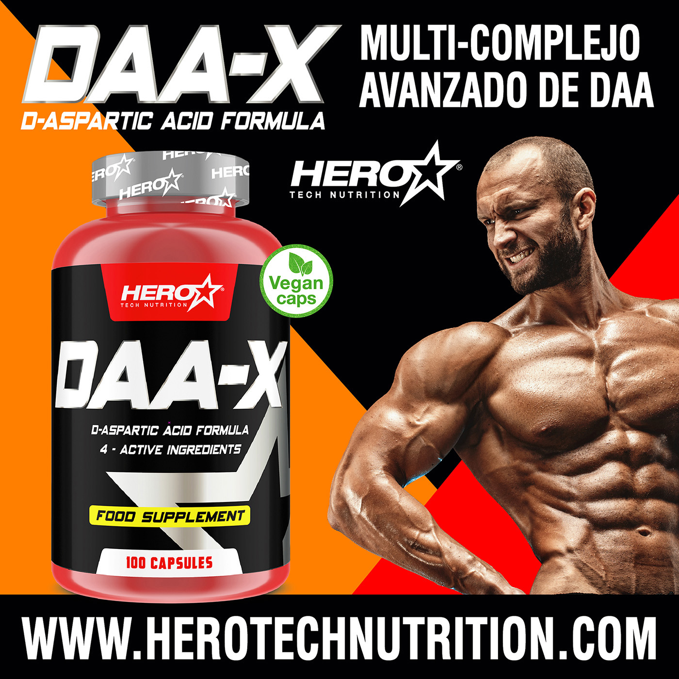 DAA-X ACIDO D-ASPARTICO HERO TECH NUTRITION CANSANCIO FATIGA