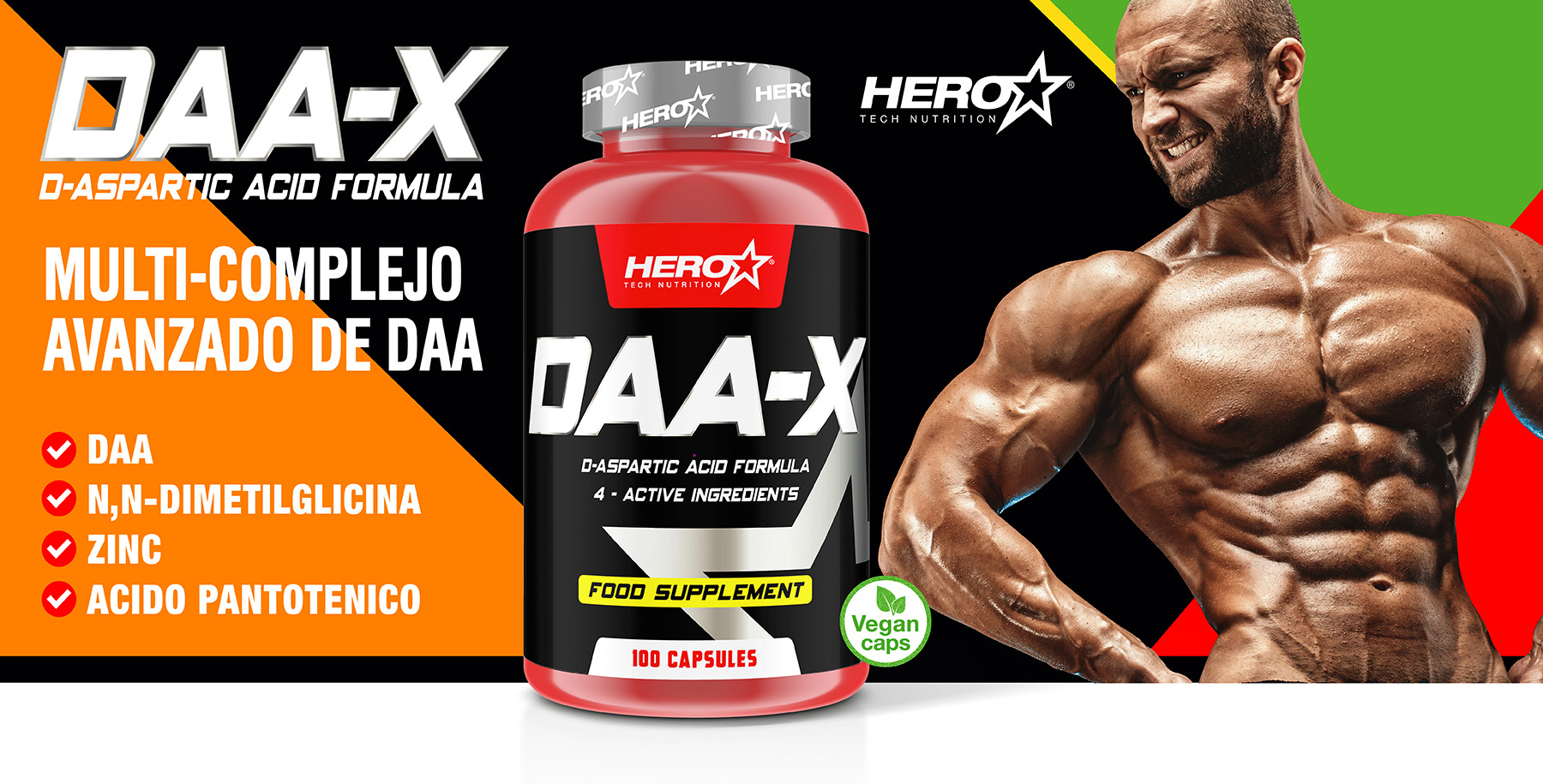 DAA-X ACIDO D-ASPARTICO HERO TECH NUTRITION CANSANCIO FATIGA