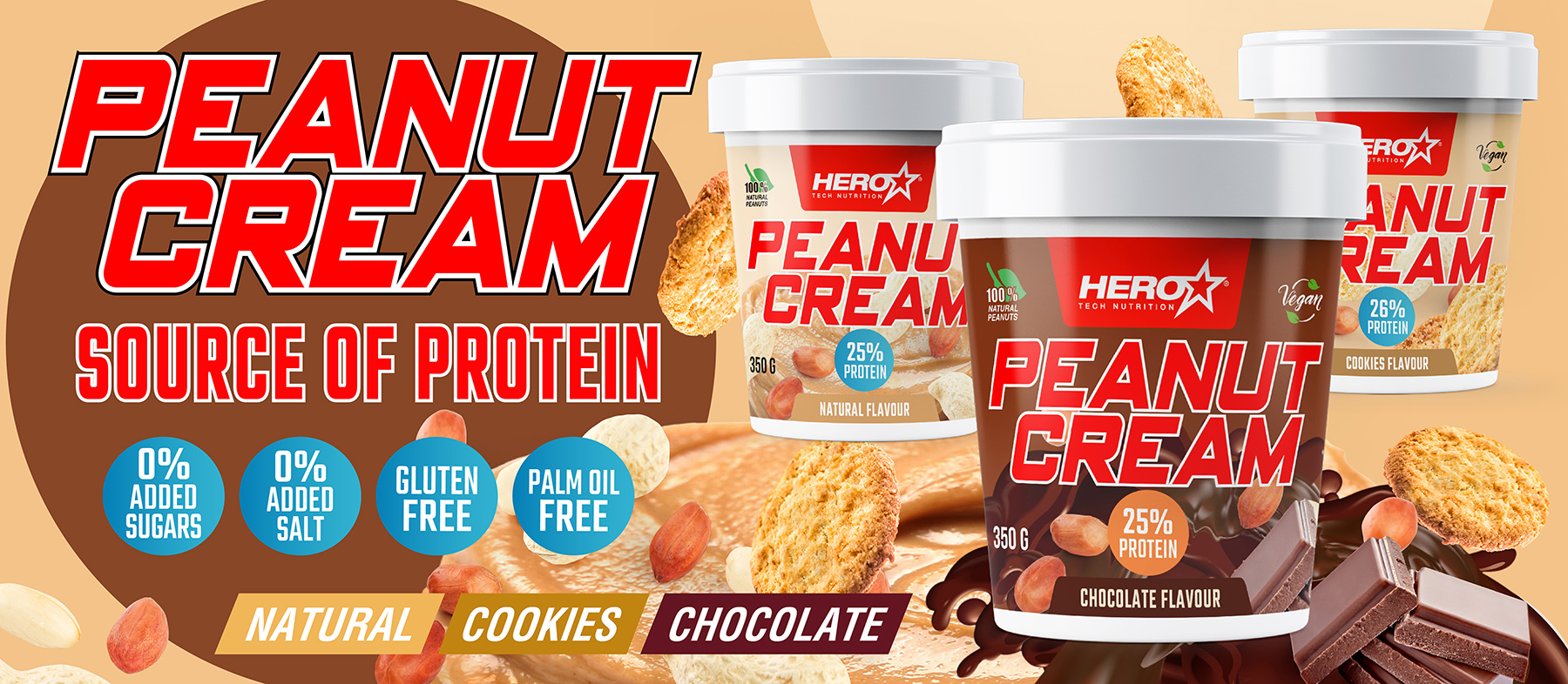 PEANUT CREAM CREMA DE CACAHUETE - HERO TECH NUTRITION herotechnutrition