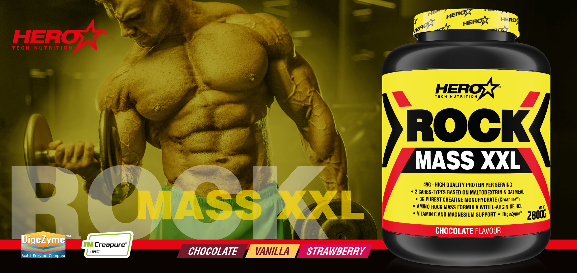 ROCK MASS XXL ALL IN ONE HERO TECH NUTRITION MUSCLE MASS GROWTH herotechnutrition