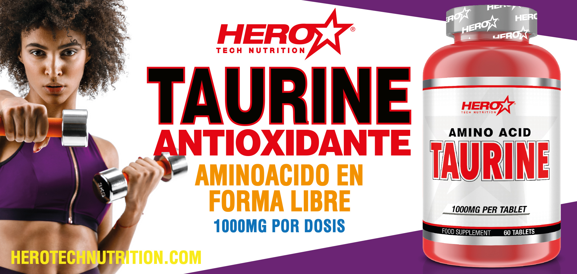 TAURINE TAURINA HERO TECH NUTRITION ANTIOXIDANTE